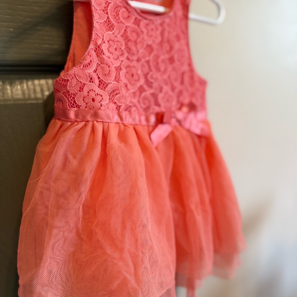 Coral Lace and Tulle Dress